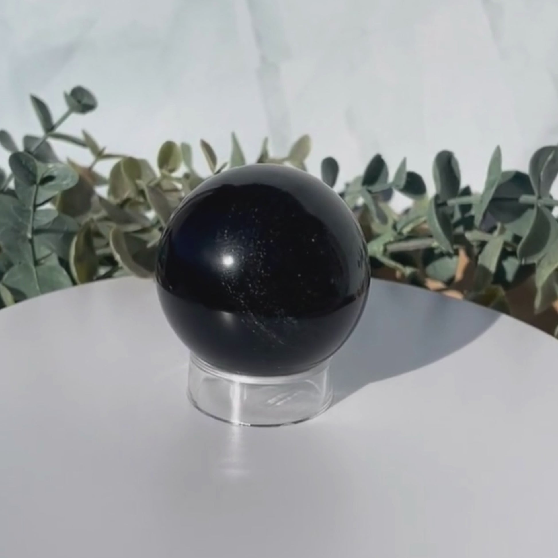 silver sheen obsidian sphere