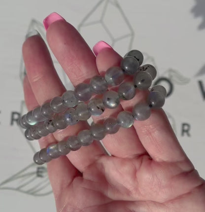 One (1) Labradorite Bracelet from Madagascar (8mm Bead)
