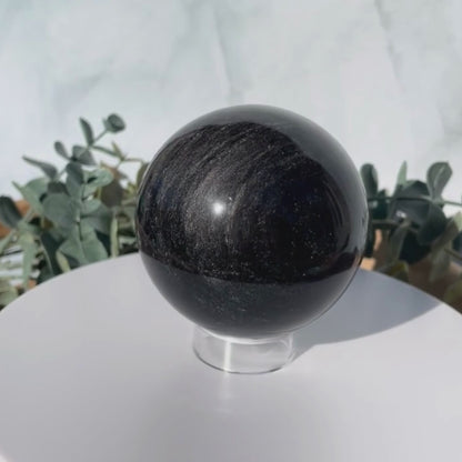 silver sheen obsidian sphere
