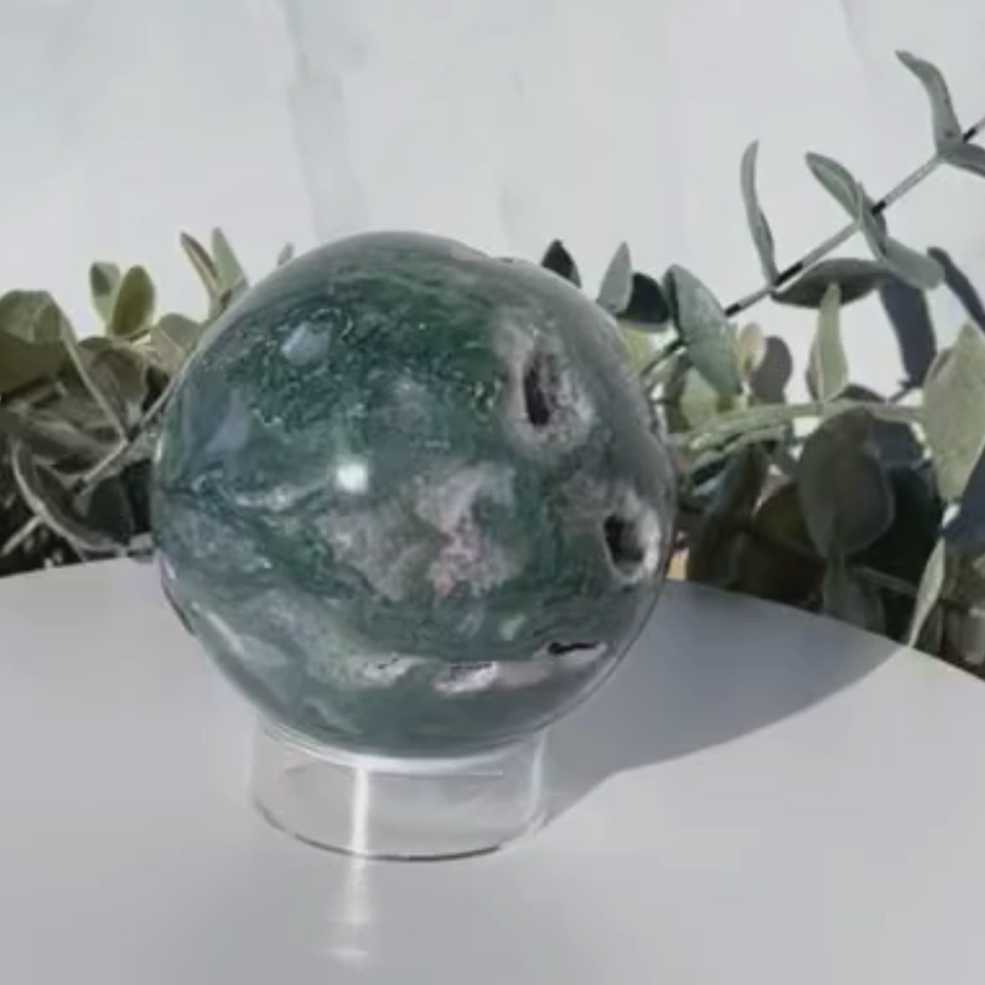 2 inch moss agate sphere