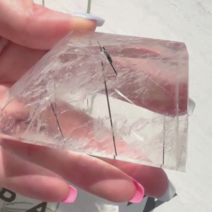 Water Clear Tourmalinated Quartz Freeform - Museum Grade Clarity from Brazil
