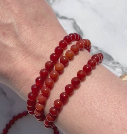 One (1) Carnelian Bracelet from Brazil (6mm Bead)