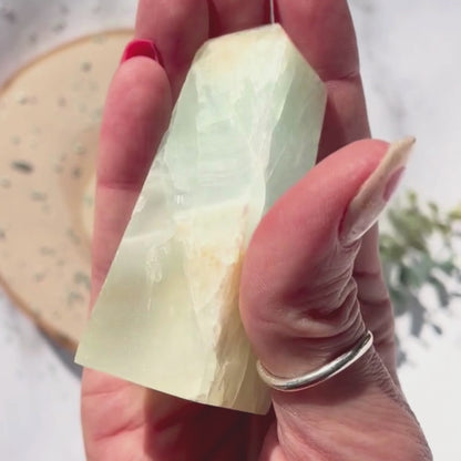 Caribbean Calcite Obelisk | Calm & Emotional Healing Crystal — 3.13"