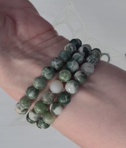 One (1) Moss Agate Bracelet (8.5mm Bead)