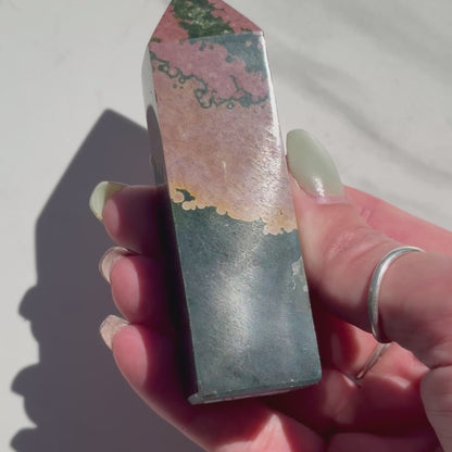 Stunning Natural Pink & Green Ocean Jasper Tower | Option B