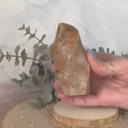 Hand Carved Peach Moonstone Flame