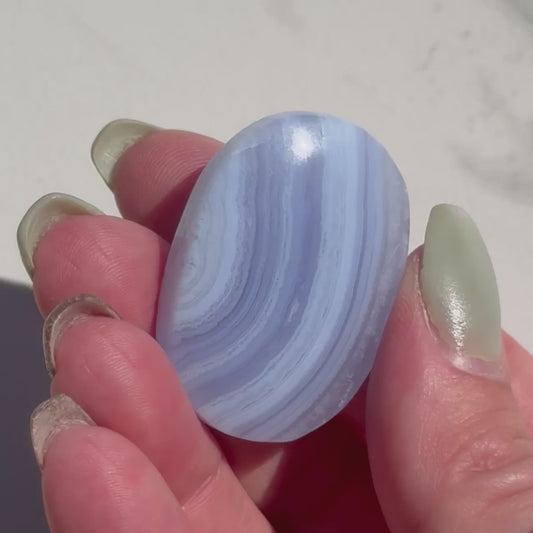 Gorgeous High Quality Blue Lace Agate Mini Palm | Option B