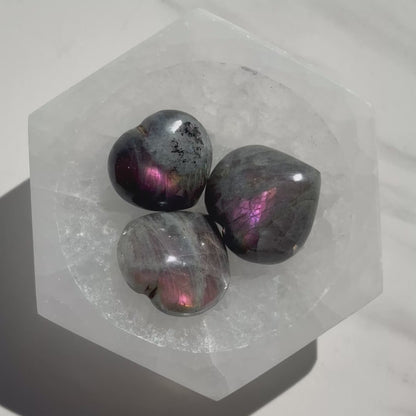 One (1) Small Puffy Labradorite Heart Carving