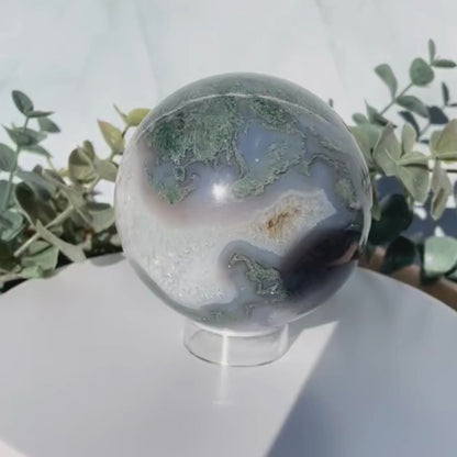 3 inch moss agate sphere